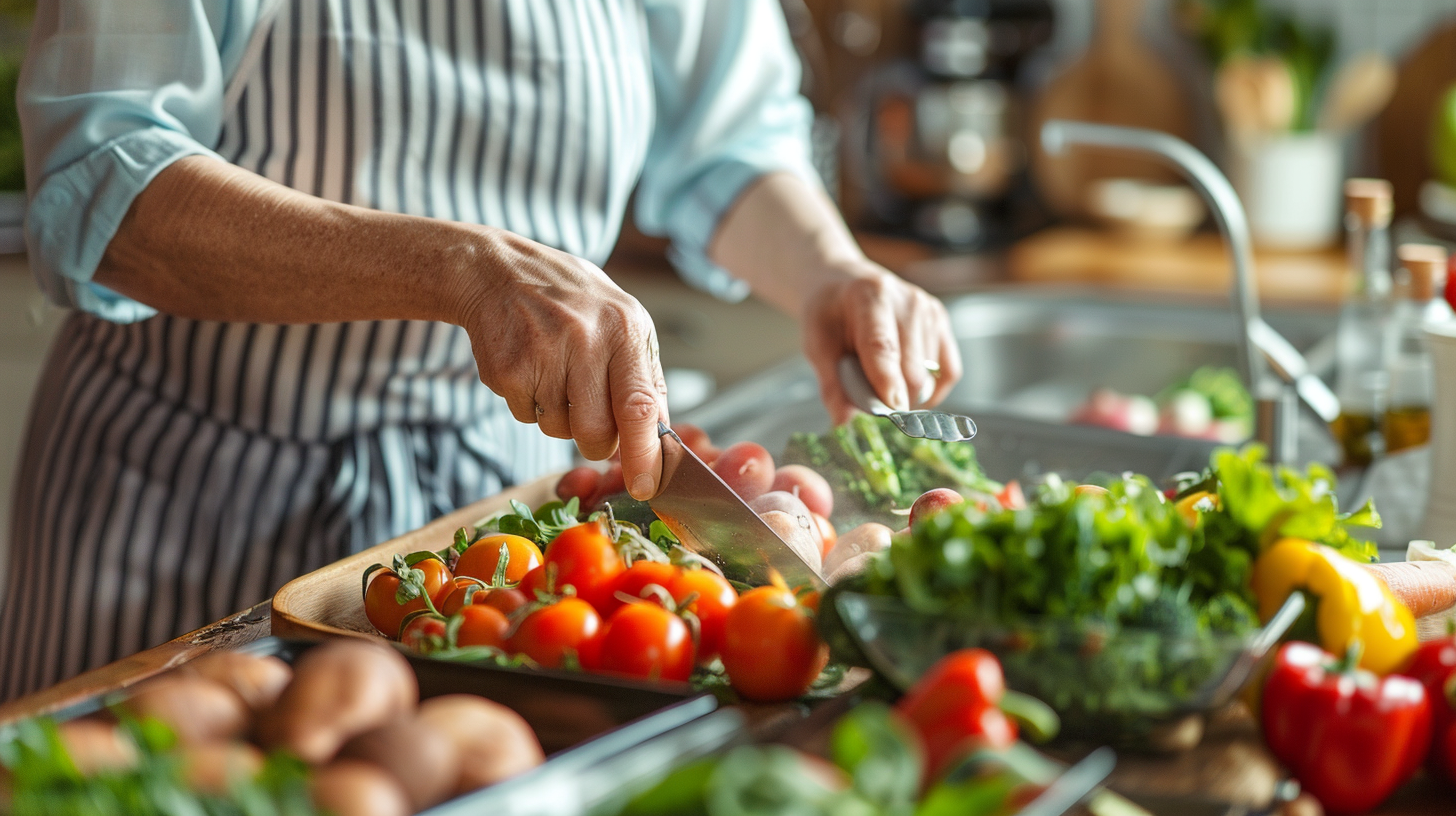 Сім'я різного віку готує разом на кухні